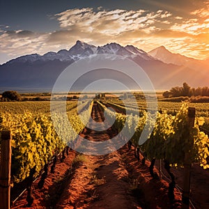 Stunning vineyard landscape in Mendoza, Argentina photo