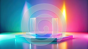 Elegant Empty Podium with Gradient Lighting A Minimalist Showcase for Abstract Product Presentations