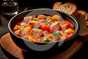 Marmitako - Basque fisherman\'s stew with tuna, potatoes, peppers, and onions photo