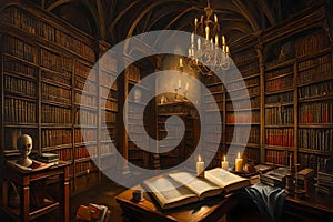 Immerse yourself in the haunting beauty of All Saints\' Day in an ancient library.