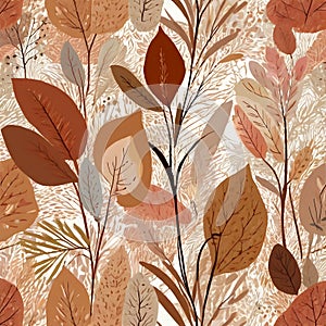 Autumnal Elegance: Abstract leaves twigs Wallpaper. photo