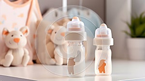 Nurturing Comfort Baby Care Essentials Set Against a Children's Room Backdrop - Generative AI