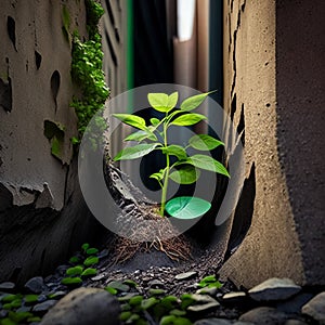 Green Resilience: Thriving Plant Defies Urban Concrete