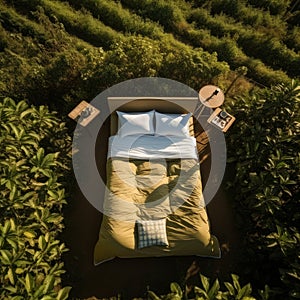 Coffee Plant Serenity: Aerial Elegance with Kingsize Comfort photo