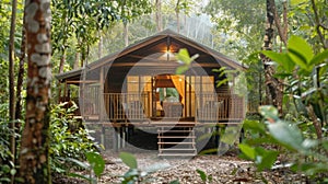 Immerse yourself in the tranquility of nature as you drift off to sleep with the gentle rocking of the bungalow and the
