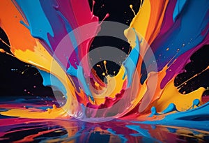 Vibrant Symphony: Dynamic Abstract Paint Explosion photo