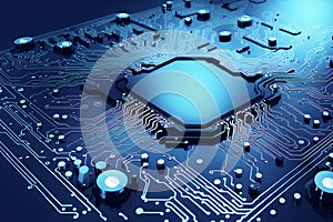 Abstract futuristic circuit board blue background advanced digital technology high-tech design