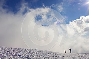 Two people in campocecina look at the view photo