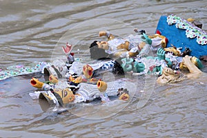 Immersion of Goddess Durga in water