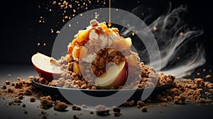 Immersive Apple Crisp Image Inspired By Olivier Ledroit, Miki Asai, And Herve Guibert