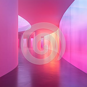 immersive color gradient chamber with soft pink to violet atmosphere photo