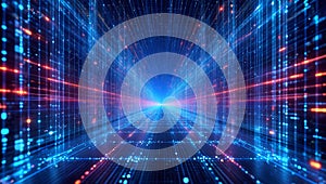 Immersive digital data flow, symbolizing connectivity and technological advancement.