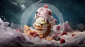 Immersive Gelato Cone With Bold Toppings: A Max Rive Inspired Composition