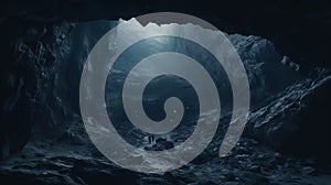 Immersive 8k Renderings Of A Hyper-detailed Dark Cave With Subtle Tonal Values photo