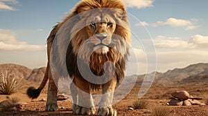 Immersive Lion A Detailed And Honest Character In The Desert
