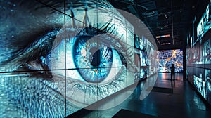 Immersive multimedia video wall with various screens, projecting highdefinition content photo