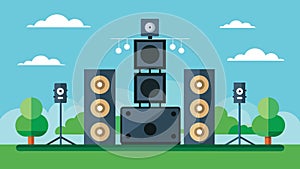 An immersive outdoor sound system with allweather speakers strategically p for even sound distribution and durability photo