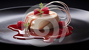 Immersive Panna Cotta Image Inspired By Olivier Ledroit, Miki Asai, And Herve Guibert