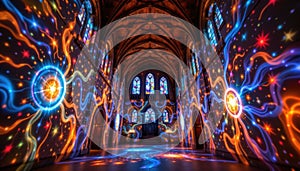 Immersive projection mapping installation on cathedral walls