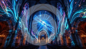 Immersive projection mapping installation on cathedral walls