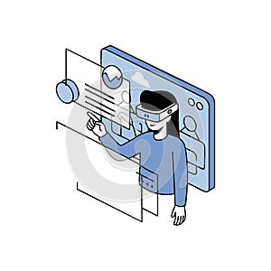 (Immersive Virtual Data Interface. Explore a futuristic individual interacting with