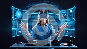 Immersive virtual reality experience, connecting users with digital data.