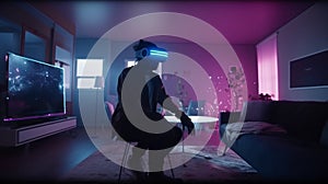 Immersive Virtual Reality Experience in Futuristic Setting photo