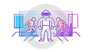 Immersive Virtual Reality Experience, Metaverse and Digital Interaction, vector design Generative AI