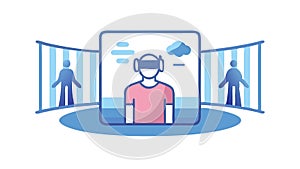 Immersive VR Headset Experience in a Dynamic Virtual World, vector design Generative AI