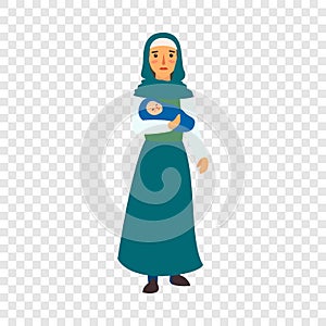 Immigrant mother baby icon, flat style