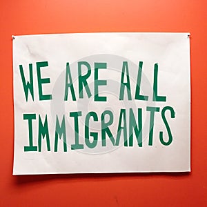Immigrants and immigration sign with political undertones photo