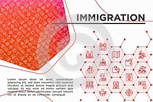 Immigration concept with thin line icons