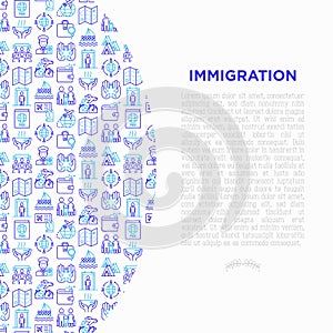 Immigration concept with thin line icons