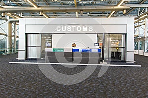 Immigration Customs check counter at airport photo