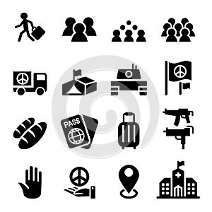 Immigration , immigrant , refugee icon set