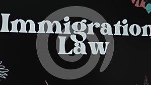 Immigration Law inscription on black background, graphic presentation. Legal concept