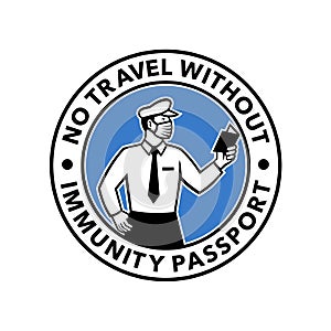 Immigration Officer Inspecting Immunity Passport Icon