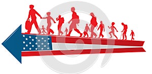 Immigration people silhouette moving to  USA photo