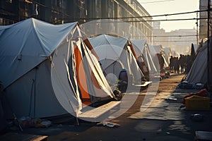 Immigration refugee camp hunger tent border city street illegal iraq homeless