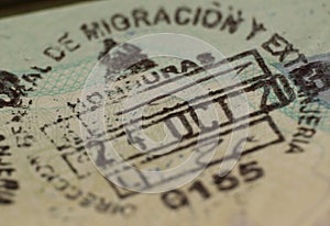 Immigration Stamp in Passport, Honduras