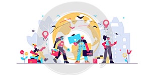 Immigration vector illustration. Flat tiny