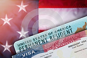 Immigration VISA United States of America. Green Card US Permanent resident. Work and Travel documents. US Immigrant. Embassy USA.