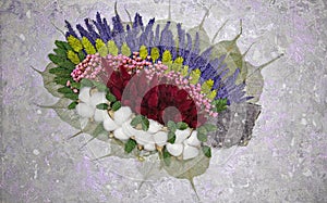 Immortal flowers with amethyst stone photo