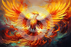 Immortal Phoenix bird in fire. Generate Ai