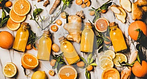 Immune boosting natural vitamin health defending drink in glass bottles