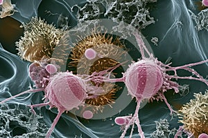 immune cells attack cancer cells, T-cells attacking cancer