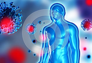 Immune system fights with coronavirus pandemic. Virus Covid 19-NCP. Microbiology And Virology . Concept.