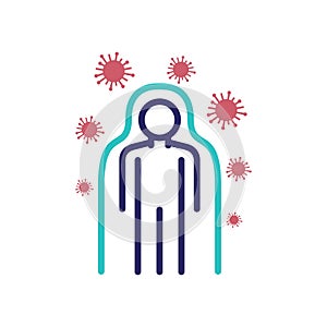 Immune system line icon, vector illustration