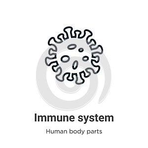 Immune system outline vector icon. Thin line black immune system icon, flat vector simple element illustration from editable human