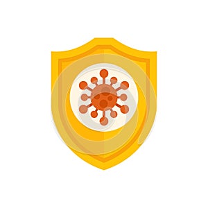 Immune system protecting from virus cells with shield icon